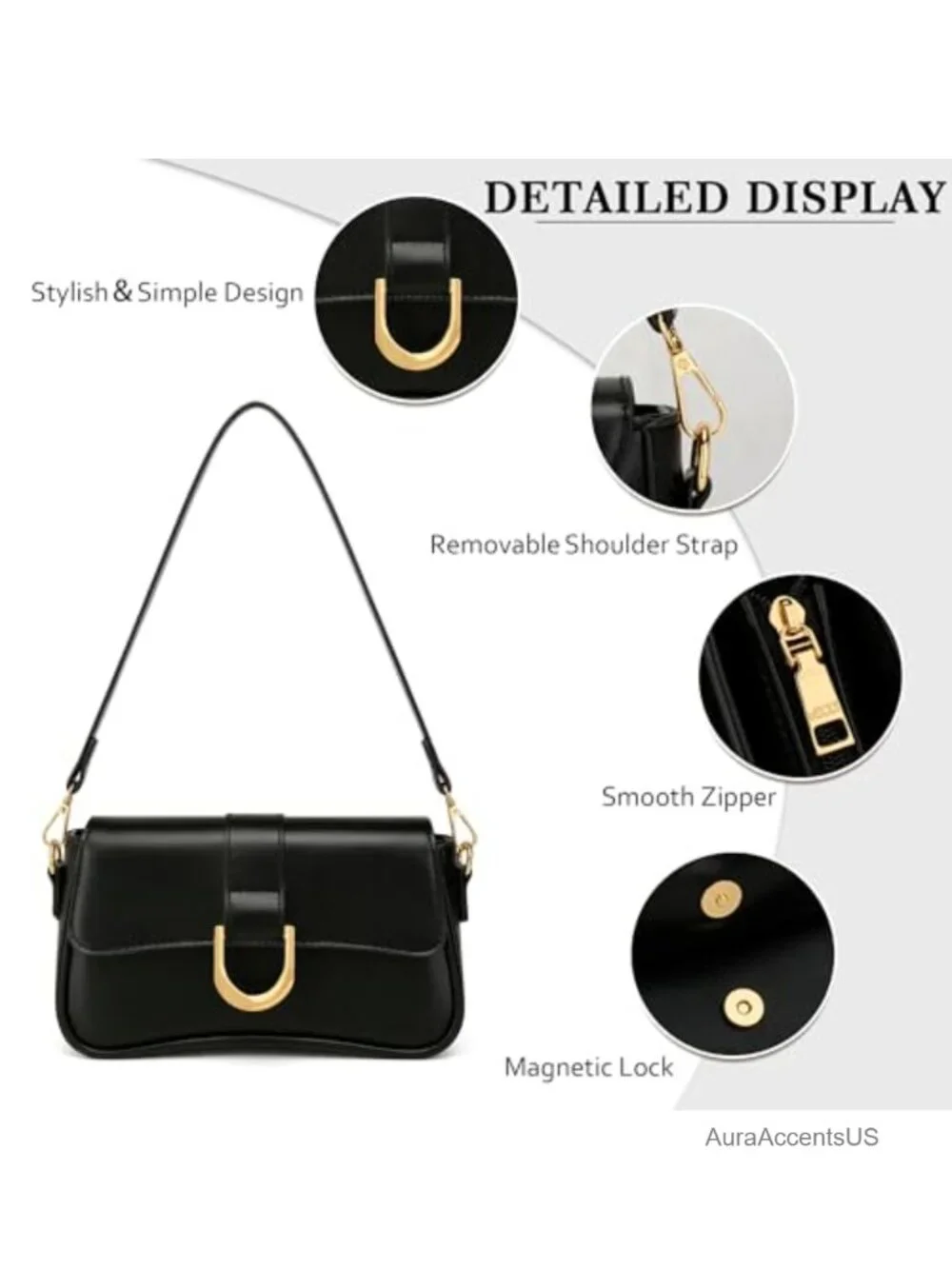 Vegan Leather Retro Underarm Hobo Bag Women Shoulder Purse